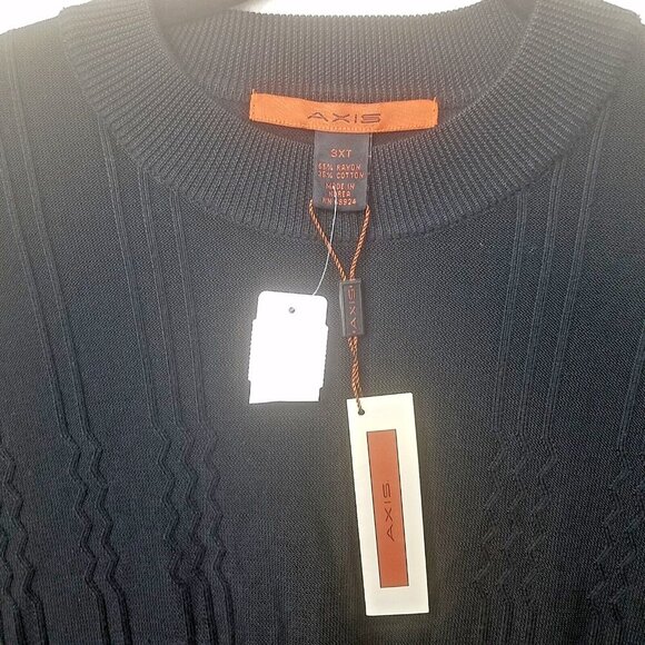Axis black sweater men's 3xt long sleeve pullover cable weave cotton blend crew - Picture 6 of 11